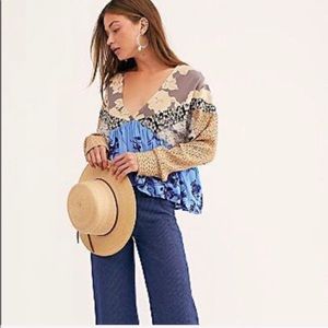 Free People Floral Patterned Patchwork Top